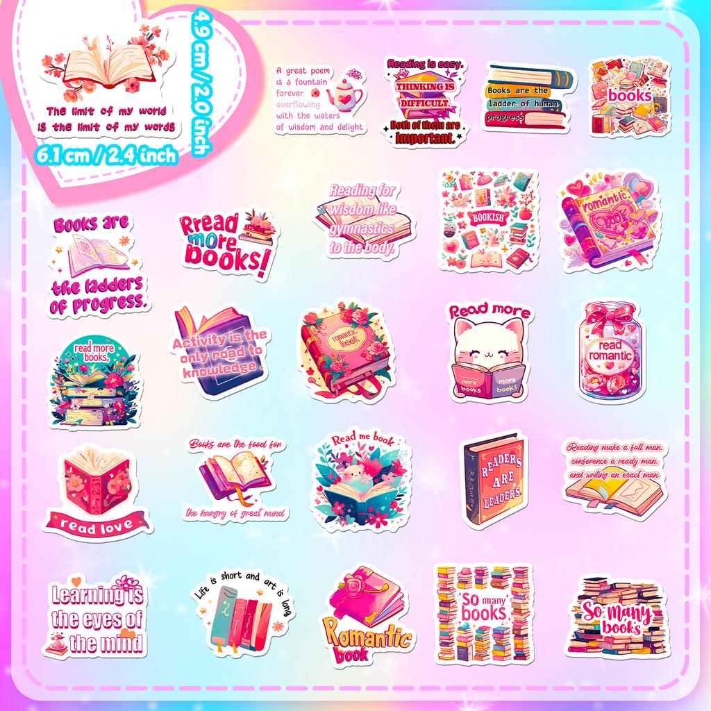 50 Pink Books In English Short Sentences Graffiti Stickers TUMUDIY Suitcase Notebook Decoration Stickers