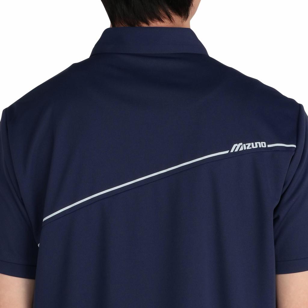 Mizuno Solar Cut Ice Touch Short Sleeve Shirt with Heat Deep Navy Zip-Up Collar, Shielding, E2MAC001,