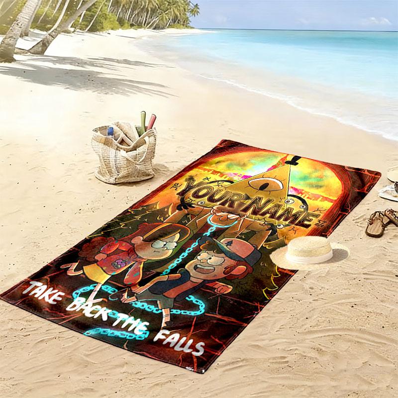 Custom Gravity Falls Print Beach Towel, Large Soft Quick Dry Towel for Beach Camping Swimming