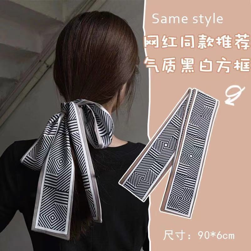 Qiandongge Seidenschal Stirnband Retro Weiblichkeit Gebundener Pferdeschwanz Schleife Band Stirnband Streamer Stirnband Mori Serie