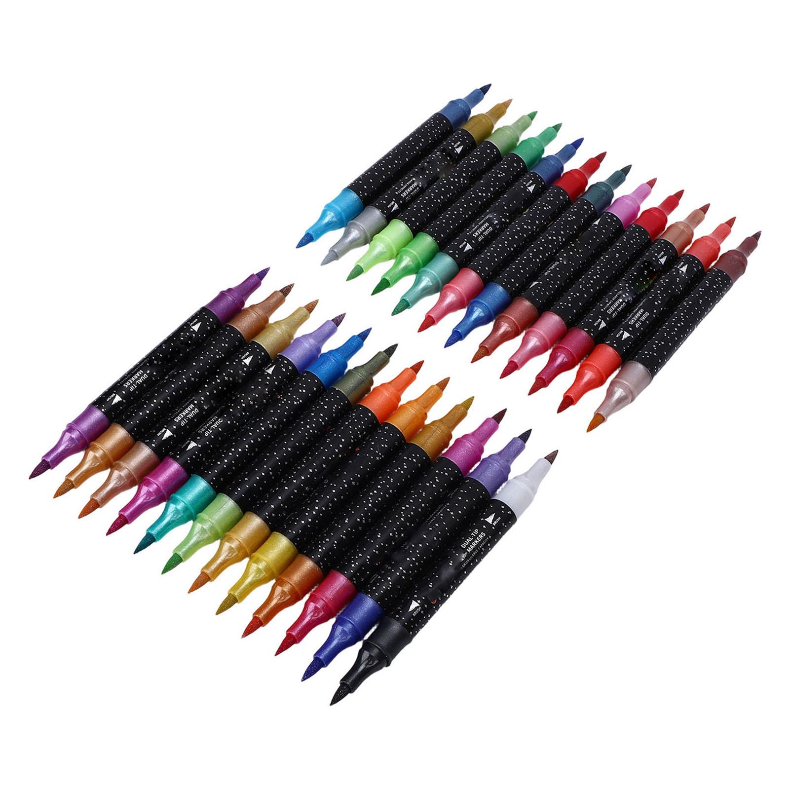 

24pcs Glitter Markers Double Ended Highlighter Marker Pens for Drawing Gift Card Doodle Art Painting