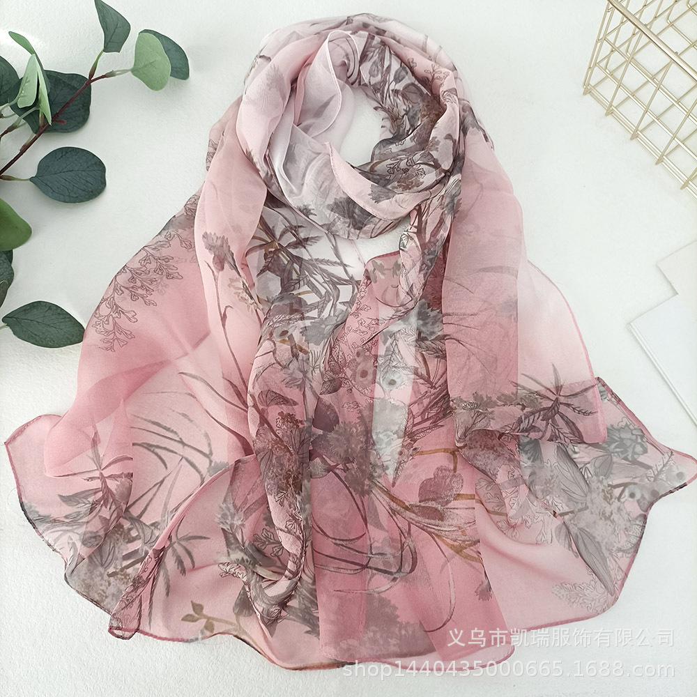 Summer Scarf Scarf for Women Pastoral Decoration Thin Georgette Fragrant Grass Long Spring and Autumn Versatile Sun Protection Shawl