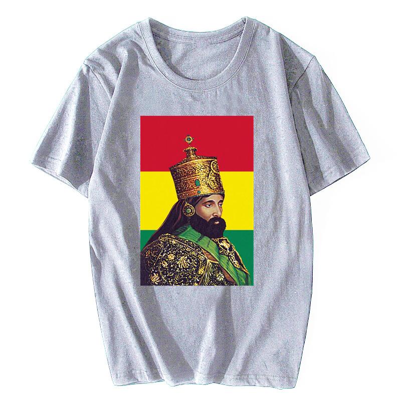 Haile Selassie Mens T-shirt Summer Cotton O-neck Short Sleeve Tshirt Funny Tees Hip Hop Tops Streetwear