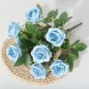 Single Of Bouquet Nine Head Roses Artificial Fake Flowers Wedding And Home Decor