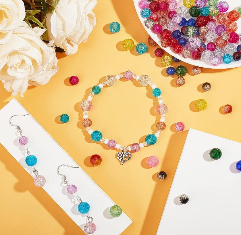 10Pcs 16mm/18mm/20mm Color Acrylic Crack Beads For Jewelry Making DIY Necklace Process Beads