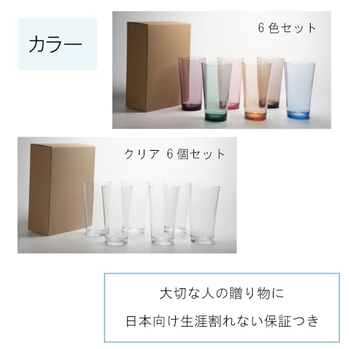 Plakira Breakproof Beer Glasses, Set of 6, 660ml, Dishwasher Safe, Made in Japan, Perfect for Outdoor Activities, Kids, and Home Parties. Cute and Sty