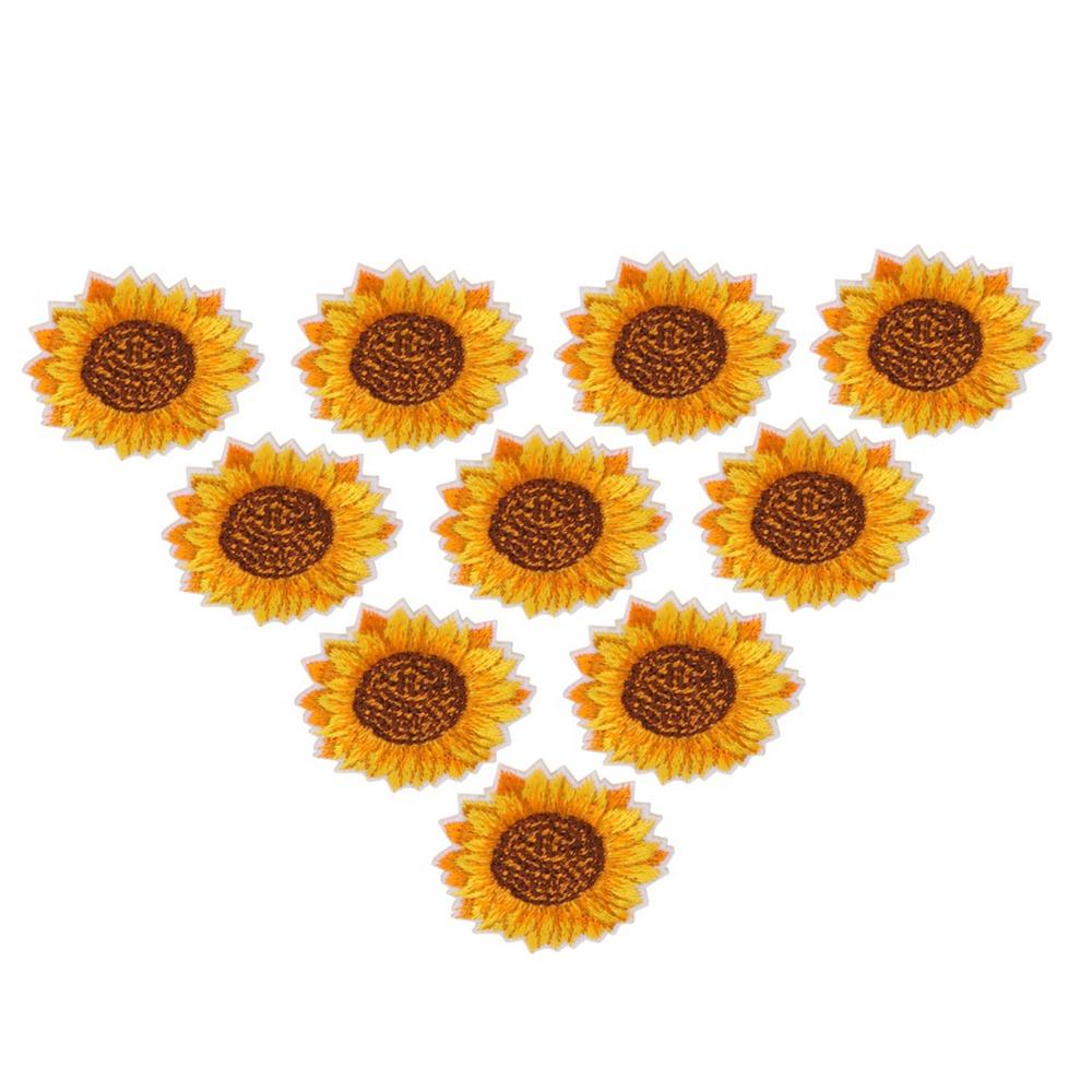 20pcs Yellow Sunflower Pattern Sunflower Embroidered Patch Sew On Patch  Clothes Decoration