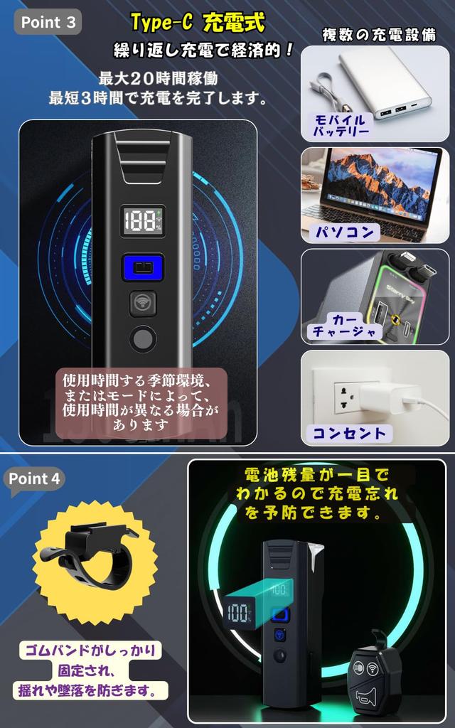 Aki An Digital Auto Light Bicycle Light with Wireless Remote High Automatic 1500mAh 5 Lighting IPX5 Compact Flashlight for Road Power Horn,