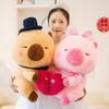 A Couple Of Capybara Plush Toy Holding Heart Stuffed Capybara Pillows For Valentine Day Gifts