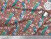 Soimoi Black Poly Crepe Fabric Pink Flower|Branch & Peacock Bird Print Fabric by the Yard 42 Inch