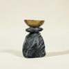 Resin Candlestick Decoration Artisanal Piece Stacked Stone Candle Holder Abstract Art Candle Stand Artistic Design Desktop