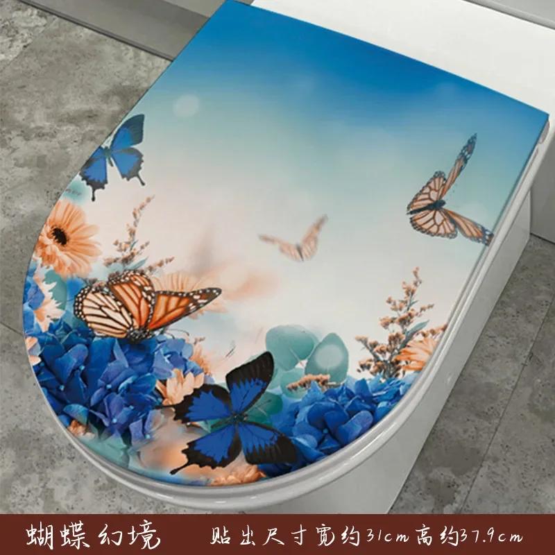 Fish Animals Seabed Ocean Toilet Sticker Bathroom Toilet Cover Sticker Wall Stickers Wc for Home Decoration Restroom Decor