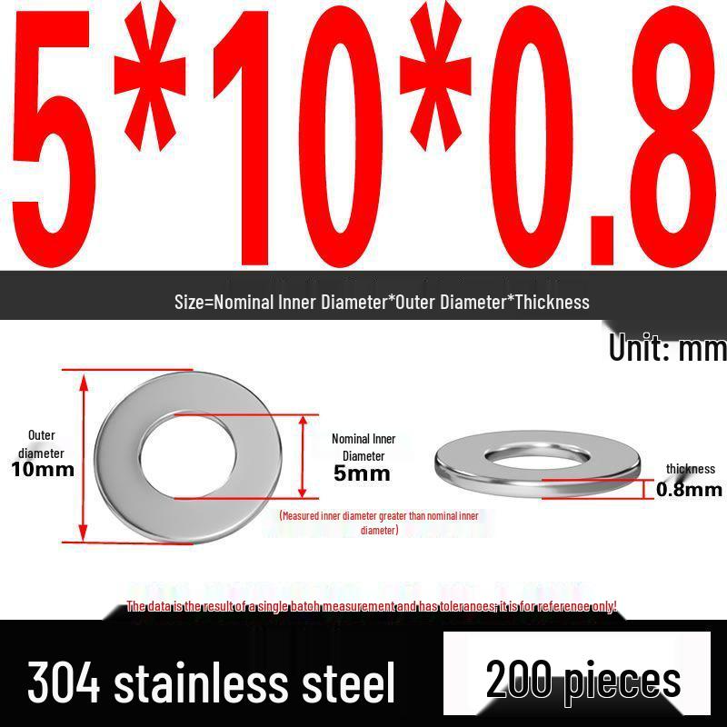 Thickened 304 Stainless Steel Flat Washer Spacer (M2-M36)