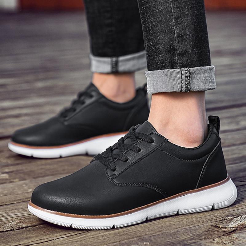 Spring Men's PU Leather Sneakers Business Casual Shoes for Man Outdoor Breathable Sneakers Male Fashion Loafers Walking Footwear