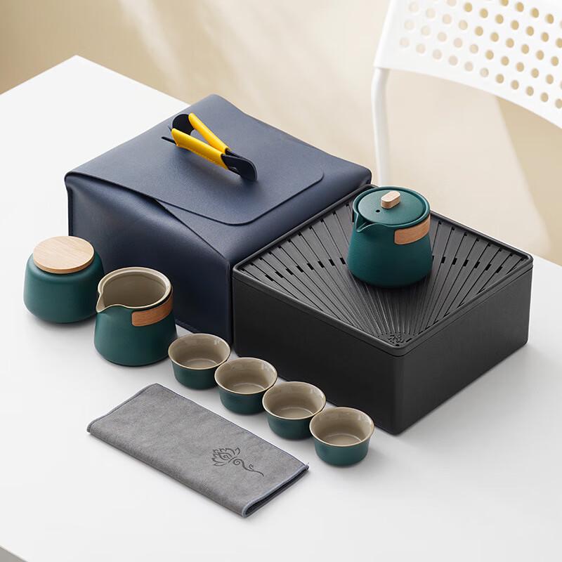 ME Ceramic Kung Fu Tea Set Blue Bag