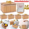 Durable Waterproof Wicker Rattan Picnic Basket with Insulated Layer for Food Storage Perfect for Outdoor and Indoor Activities