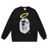 BAPE-Style Heavyweight Cotton Crewneck Sweatshirt Mens Oversized Streetwear Pullover Fall