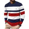 Męski T-shirt z długim rękawem w paski z okrągłym dekoltem Moda Street Style Oddychający T-shirt Casualowy Wygodny Top Jesienna Bluza