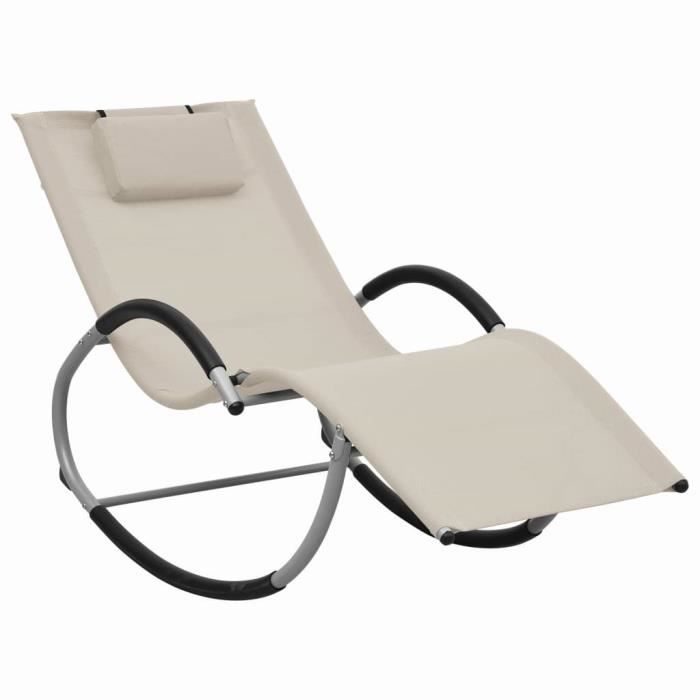 Chaise longue - vidaXL - 47789 - Crème - Design géométrique - Résistant aux intempéries