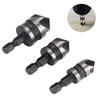 90 Degree Steel 3Pcs Carbon Hexagonal Shank Chamfer Wood Work Hole Drill Bit