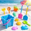 Beach Sand Toy Set with Shovels Rake Watering Can Sifter Molds and Bucket for Outdoor Water and Sand Activities