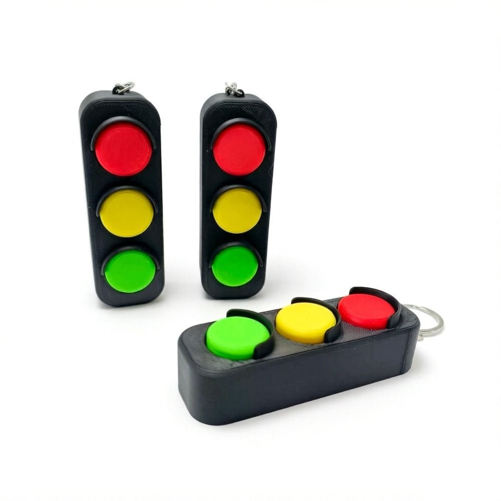 3D Printed Fidget Clicker Keychain Lightweight Portable Traffic Light Fidget Pleasant Touch Clickable Functions Backpack Charm