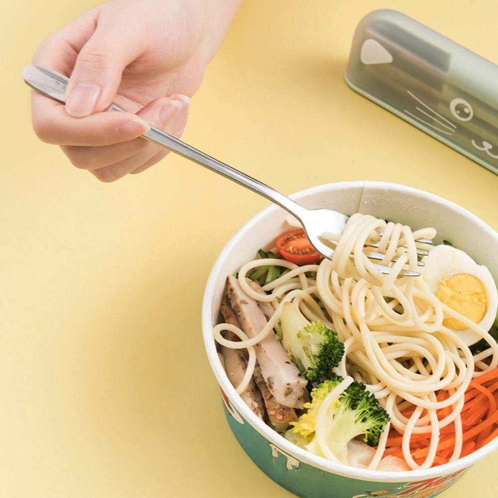 3 Pcs/Set with Storage Box Travel Cutlery Set 304 Stainless Steel Flateware Set  Camping