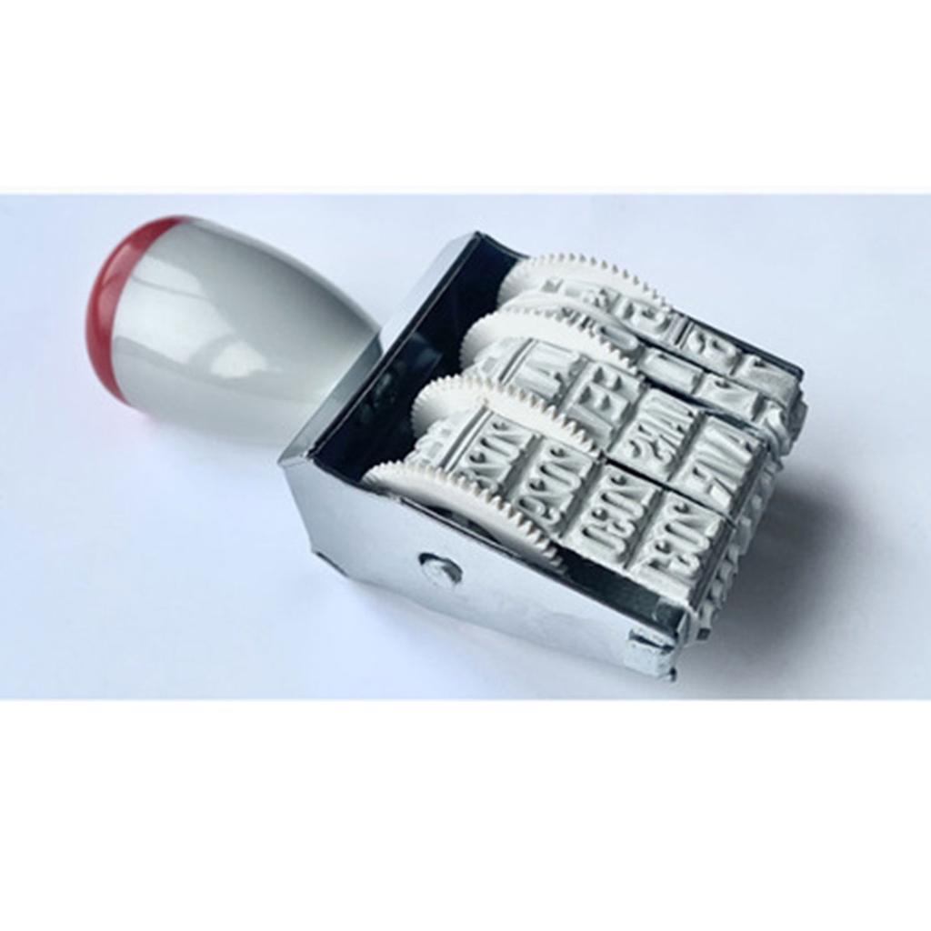 English/Spanish/French Date Stamp Plastic Number Stamp Adjustable Digits Number Stamp Inking Dater Stamp for Office
