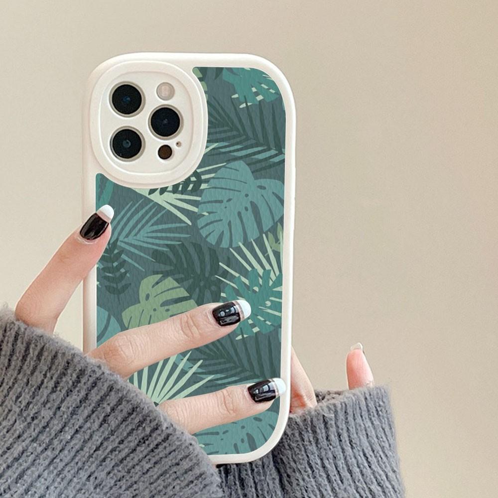 Blad Monstera Grön Telefonfodral Hårt Läder För IPhone 14 13 12 Mini 11 14 Pro Max Xs X Xr 7 8 Plus Fodral