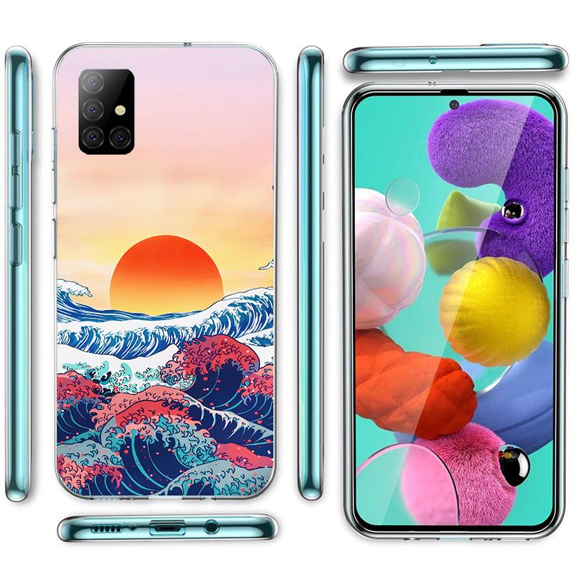 Japanese Style Wave Art Phone Case For Samsung Galaxy A52 A32 A22 A12 A02S A50S A30S A51 A31 AA71 Note 20 Ultra 10 S10 Plus Gala