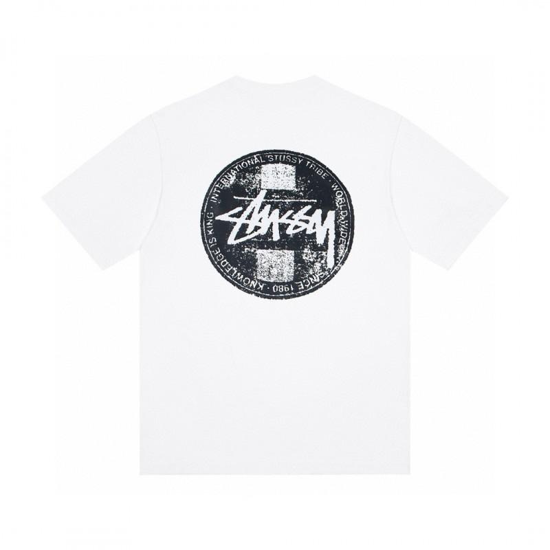 Stussy Short Sleeve T-Shirt Teens Loose Fit 270g Cotton Round Neck Casual Wear