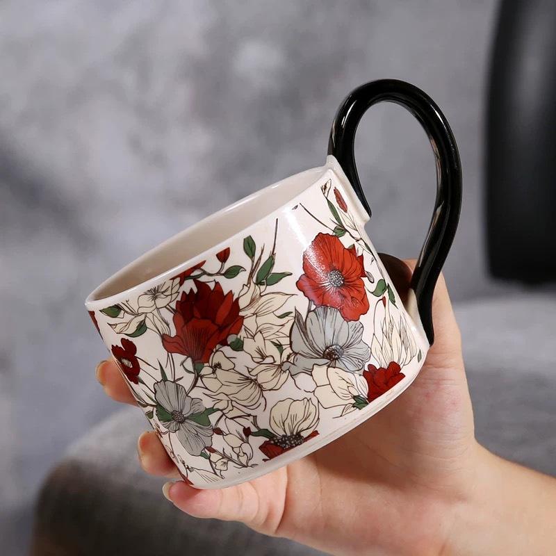 Design Sense Niche Wide Handle Office High Value Water Cup Coffee Cup, Home Couple Breakfast Cup