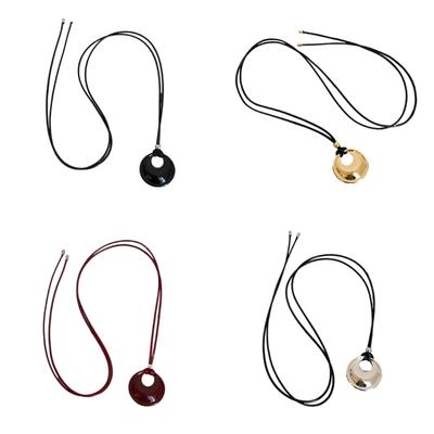 Fashionable PU Leather Necklace Versatile PU Leather Necklace With An Elegant Fortune Rings Designs for Women