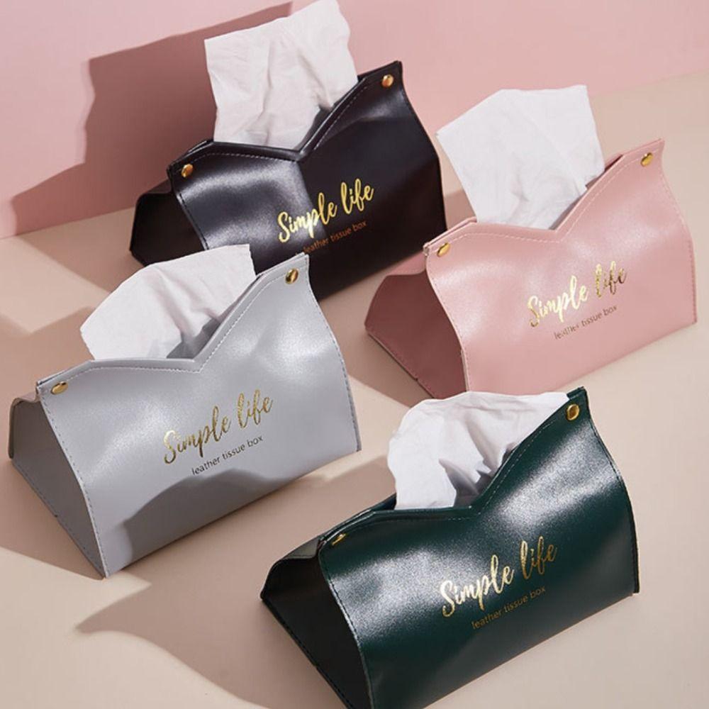 Modern Leather Tissue Case Large Storage Container Napkin Holder Paper Towel Box Car Tissue Box Home Living Room Decoration