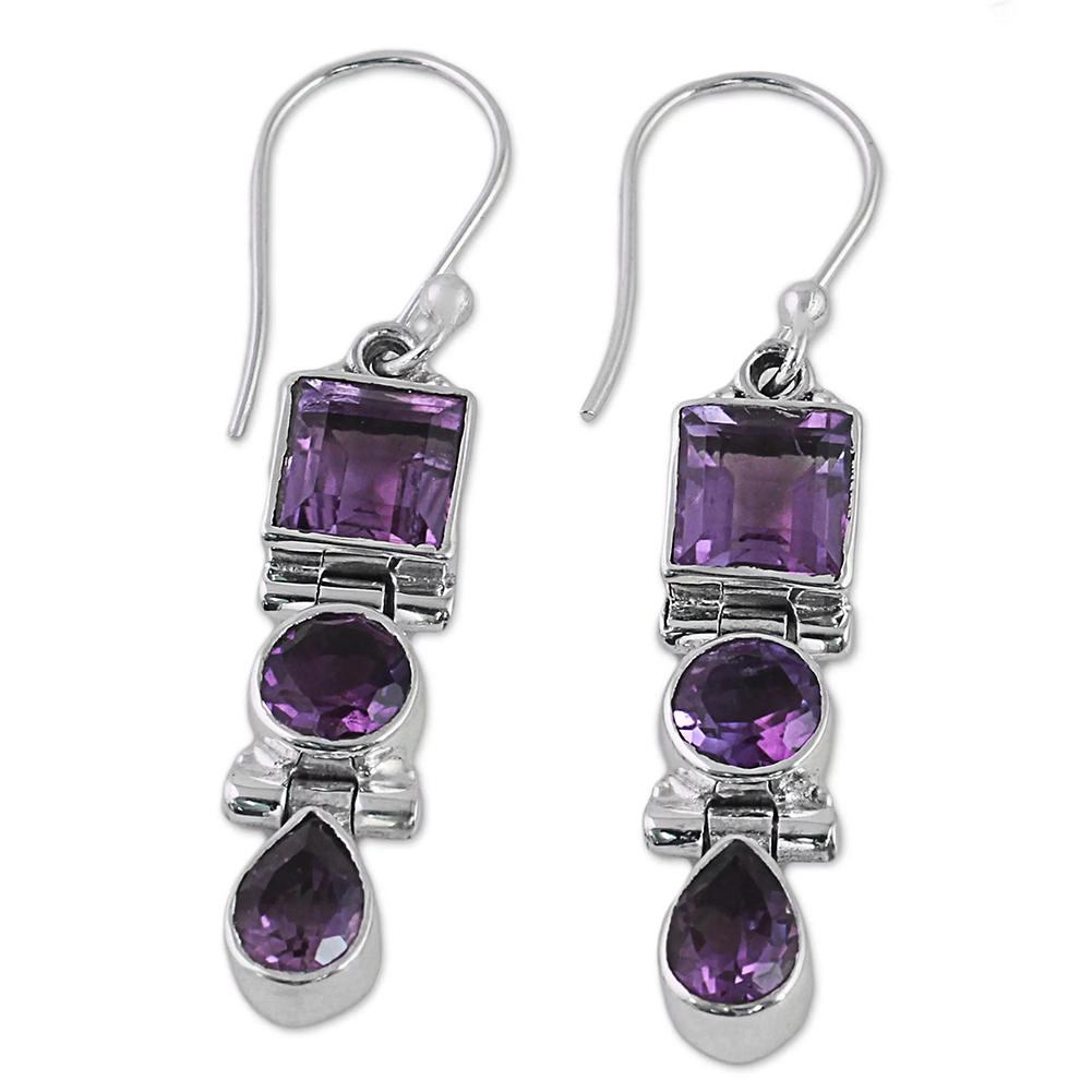 Bluelans Earrings AmethystDrop Earrings Women Faux Pear/Round/Square  Dangle Hook Vintage