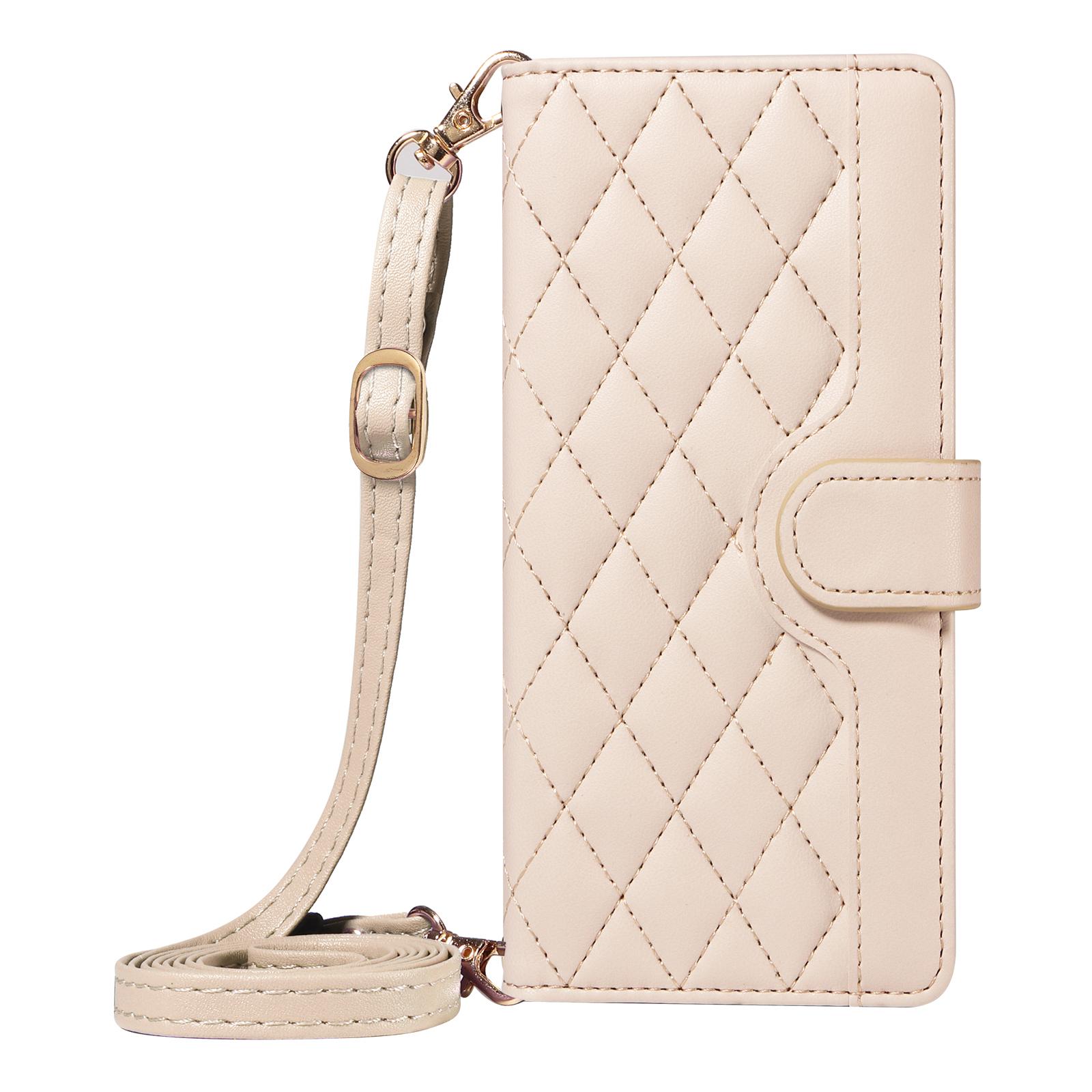 

For Xiaomi Redmi Turbo 4 5G/Poco X7 Pro 5G Wallet Case Rhombus Leather Phone Cover with Strap Apricot