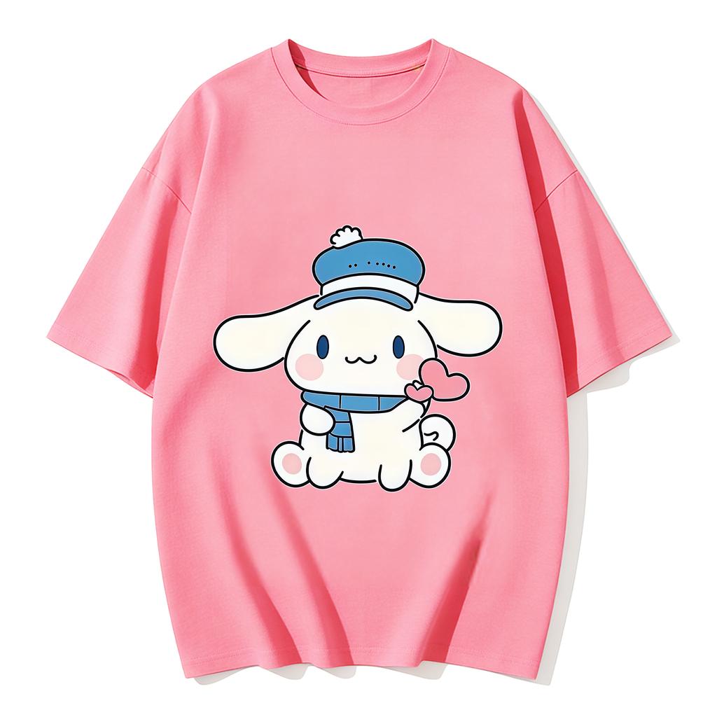 2026 New Cinnamoroll Sailor Hat Heart Cartoon Print Tshirt Family Matching Outfits Casual Short Sleeve Tee for Women Unisex Kids