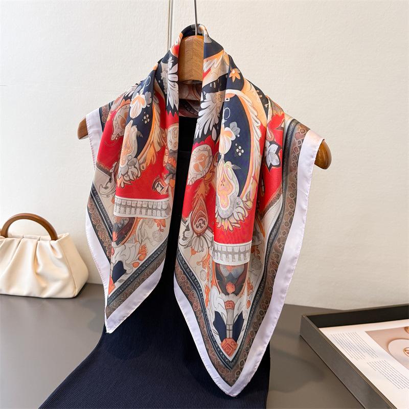 2026 New Neckerchief Female Luxury Square Scarf for Women Shawl Satin Hijab Fashion Wraps Hair Bands Ribbon Headband Bandann