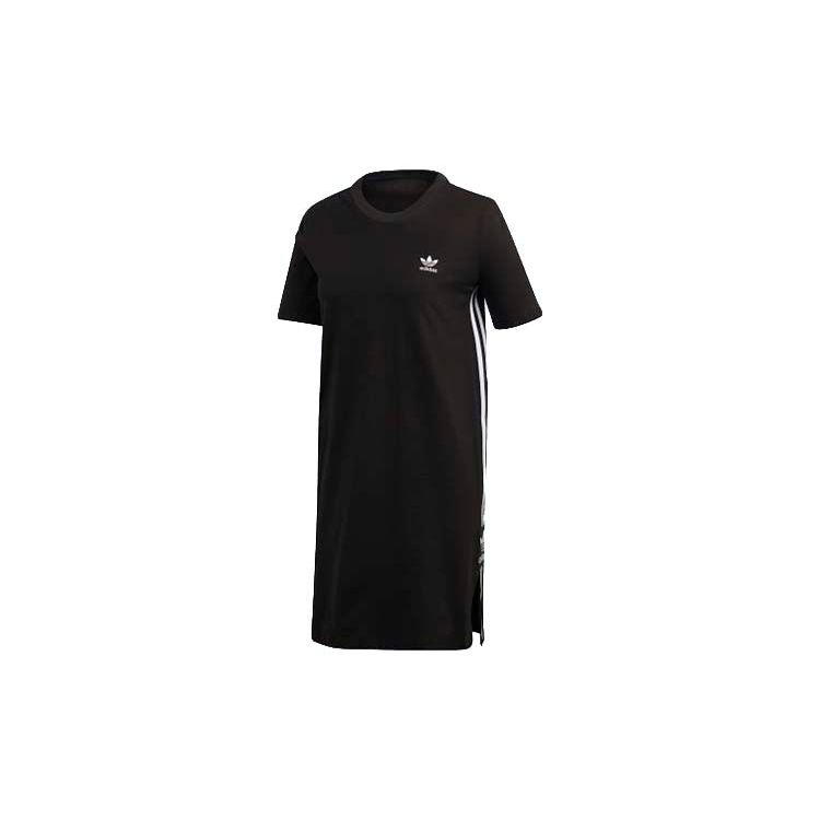 

Adidas Платье-футболка Originals Trefoil с логотипом бренда, спортивное, повседневное, дышащее, пуловер, с круглым вырезом, с коротким рукавом, женское, черное, FU1732 32