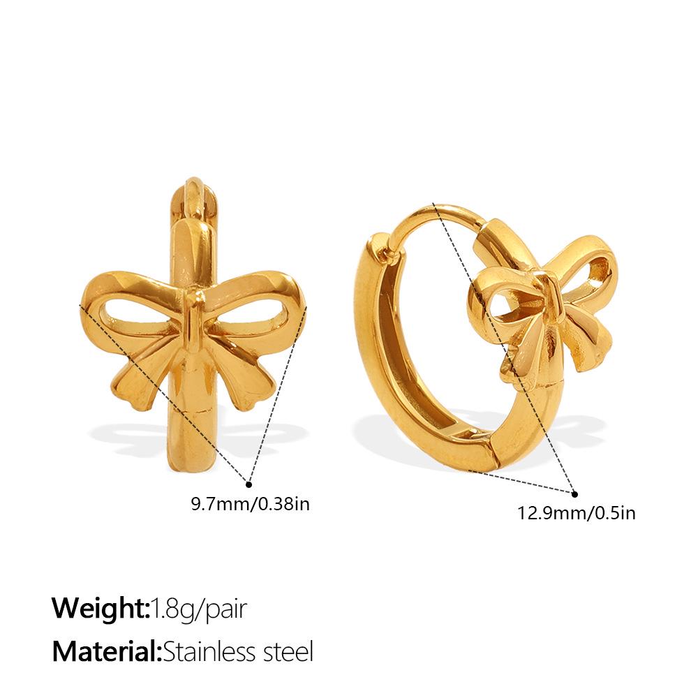 Trendy Four-Leaf Clover Earrings: Cute Bowknot Hoop & Ear Clip Style