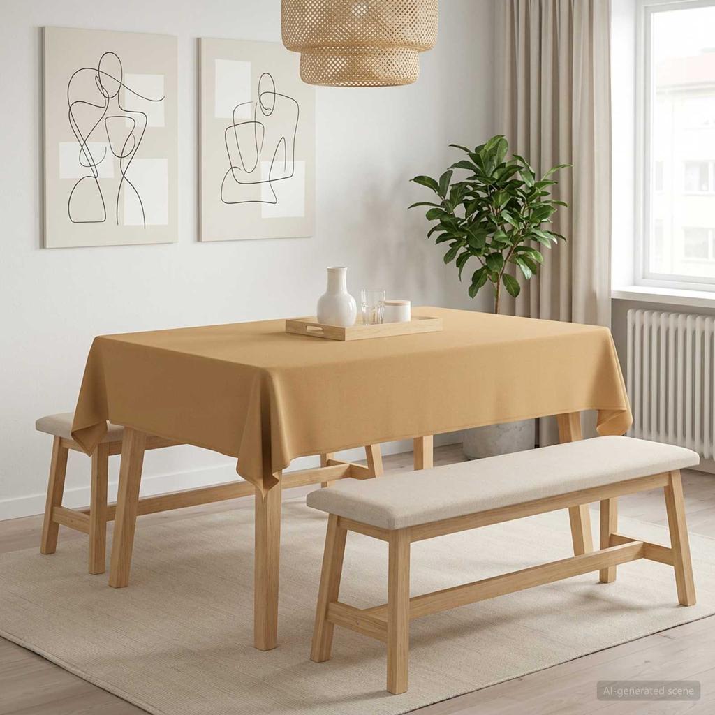 Rectangular Tablecloth Beige 110 X 140 Cm Polyester