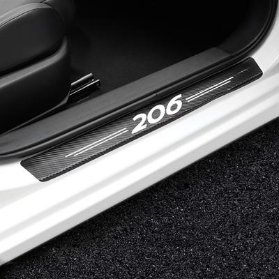 Car-styling 4PCS Decor Sticker Car Door Sill Scuff Plate DIY For Peugeot 307 206 308 408 Accessories Protector Strip Carbon Fiber Anti-scratch Sticker