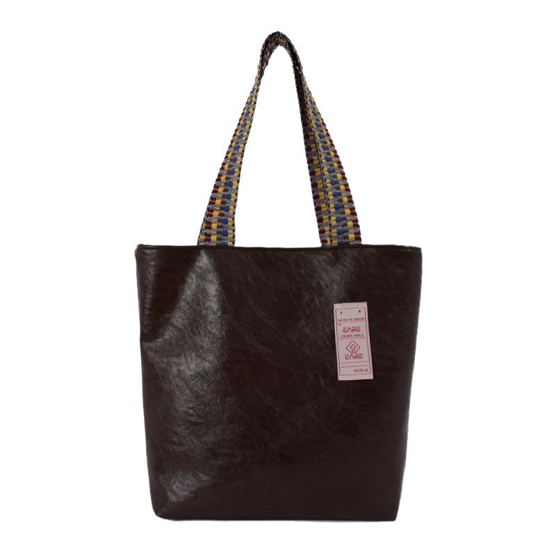 PU Tote Bag Women s Large Capacity Handbag Commuter Shoulder Underarm Bag темно-коричневого