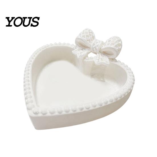 Combined Decorative Trays Set 3D Printed Bow Jewelry Tray, Cute Heart-Shaped Organizer, Stable Desktop Organizer Bay Window Decor Accessory for