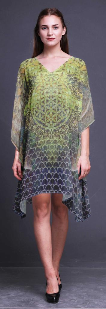 Phagun Short Caftan Midi Dress Beach Swimwear Cover Up Womens Kaftan-4X-5X