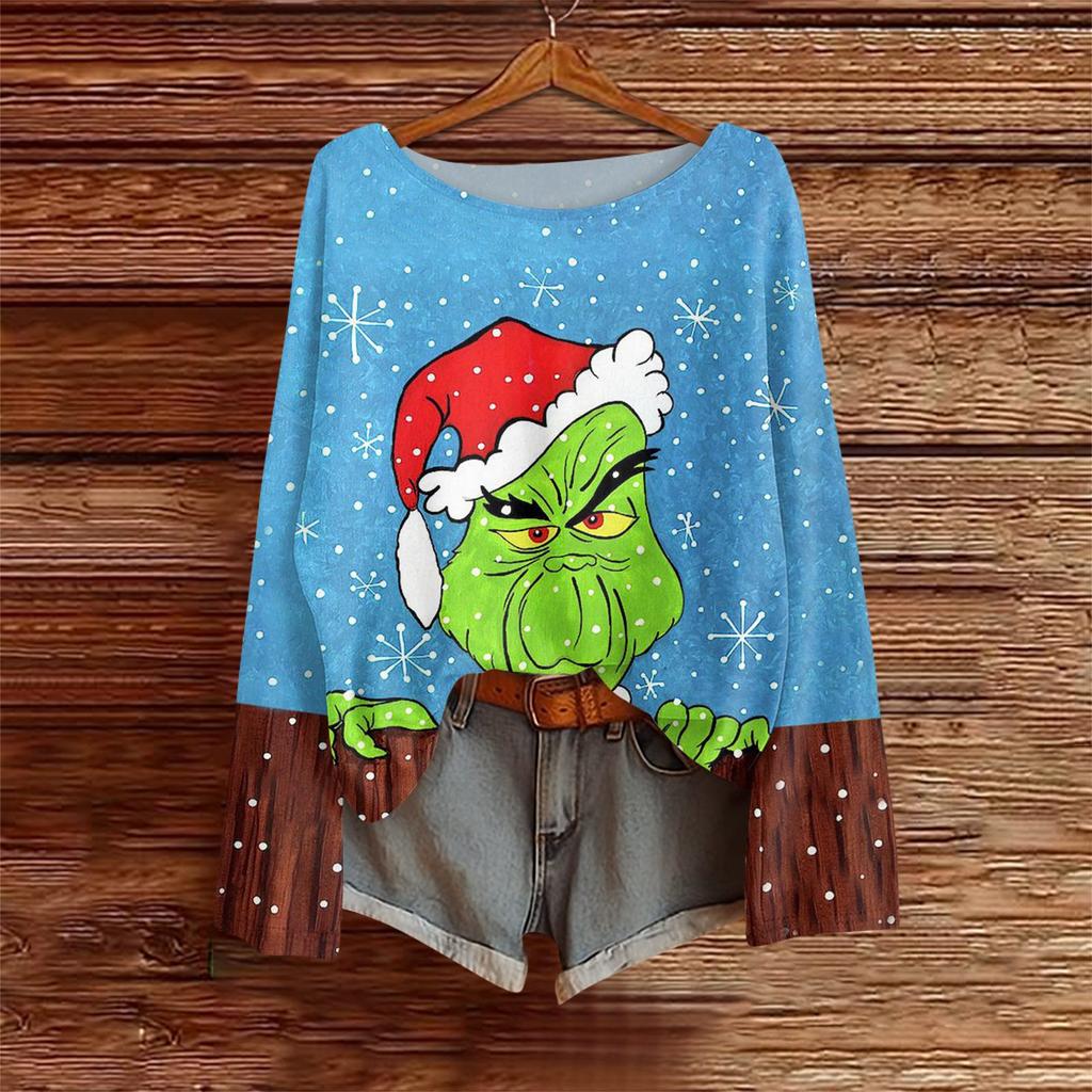 Long Sleeve Shirts For Women Printed Tees Blouses Casual Plus Size Basic Tops Pullover