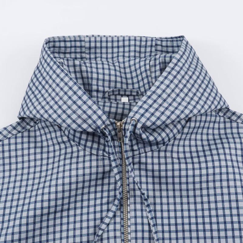 Women S Vintage Plaid Hooded Long Sleeve Casual Jacket