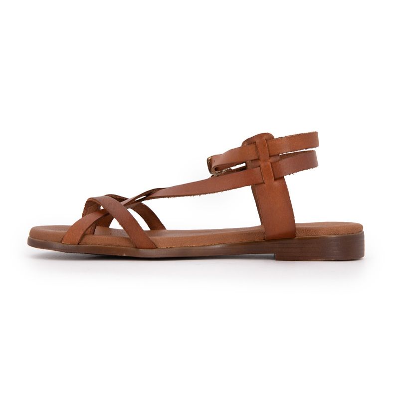 Sandales plates cuir platino à boucles Femme CARLA TORTOSA