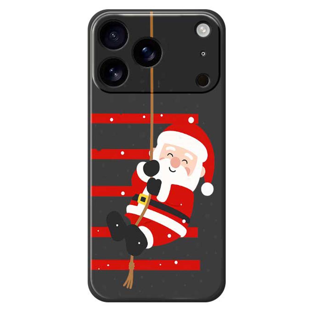 

For iPhone 17 Pro Case Santa Claus Pattern Printing Straight Edge TPU Phone Back Cover Black