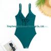 2025 European-American Women's One-Piece Solid Mesh Swimsuit Bikini